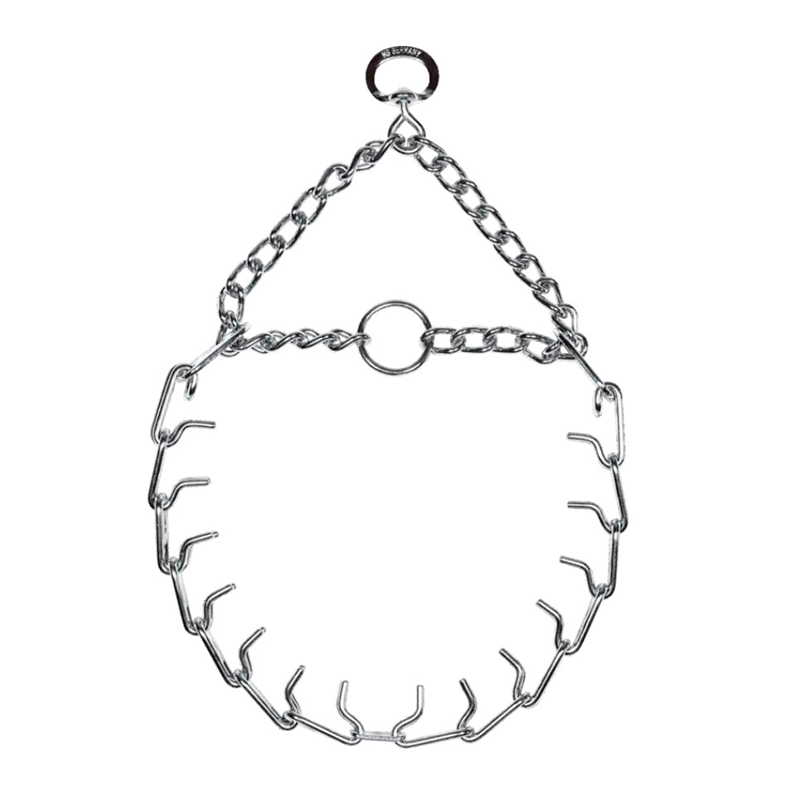 (image for) ULTRA-PLUS Chrome Plated Prong Collar with Center-Plate, Assembly Chain, Swivel (3.0 mm x 20 in / 50 cm) Herm Sprenger